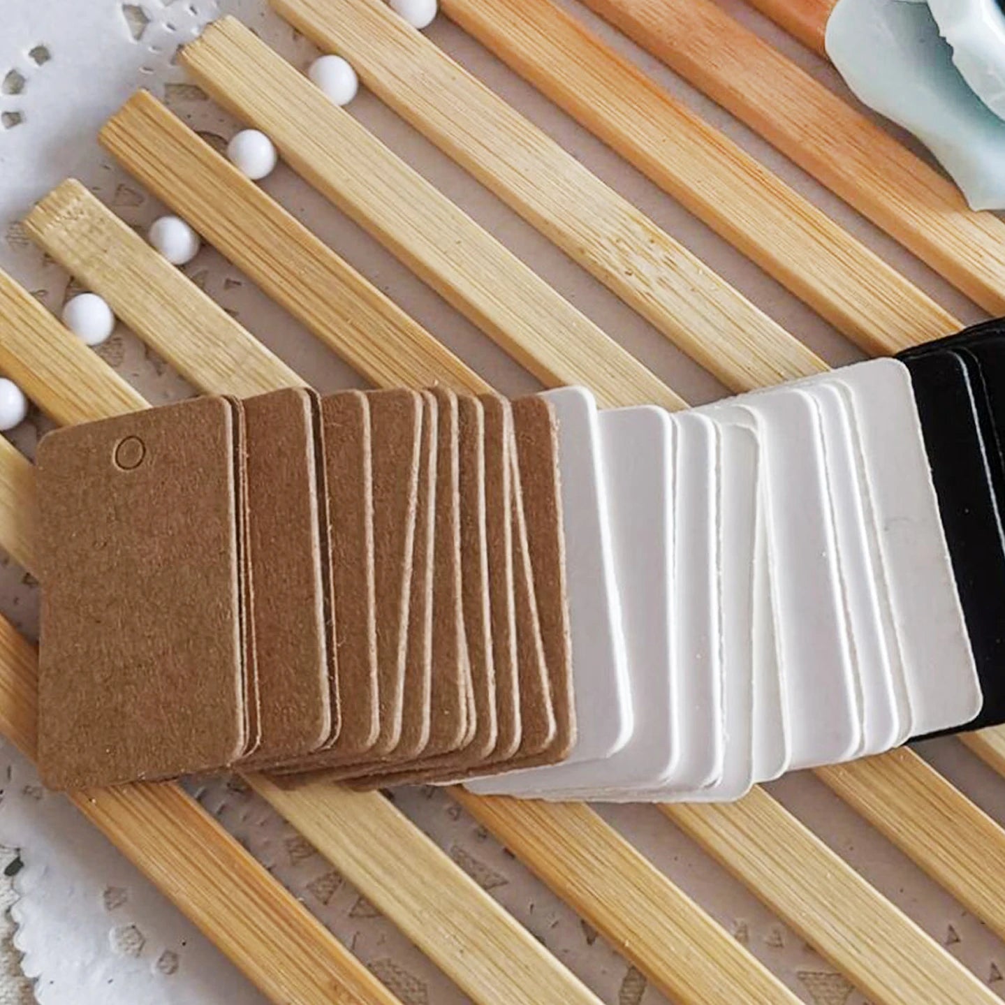 Étiquettes En Papier Kraft Rectangulaires 2x3.3 Cm 50 Pièces Bijoux Cadeaux