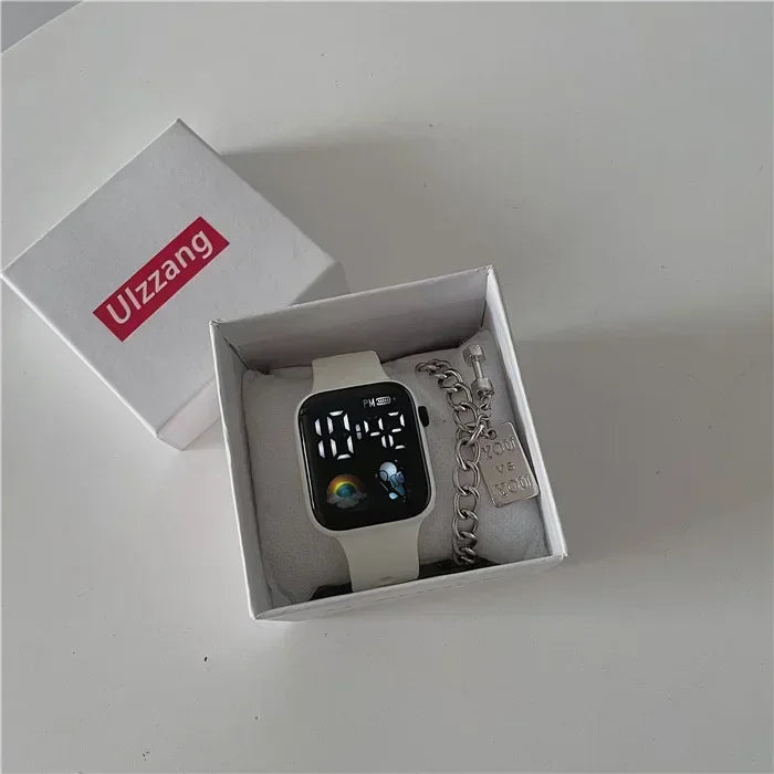 Montre Sport LED Étanche Numérique Silicone Sans Bracelet Pour Hommes Femmes