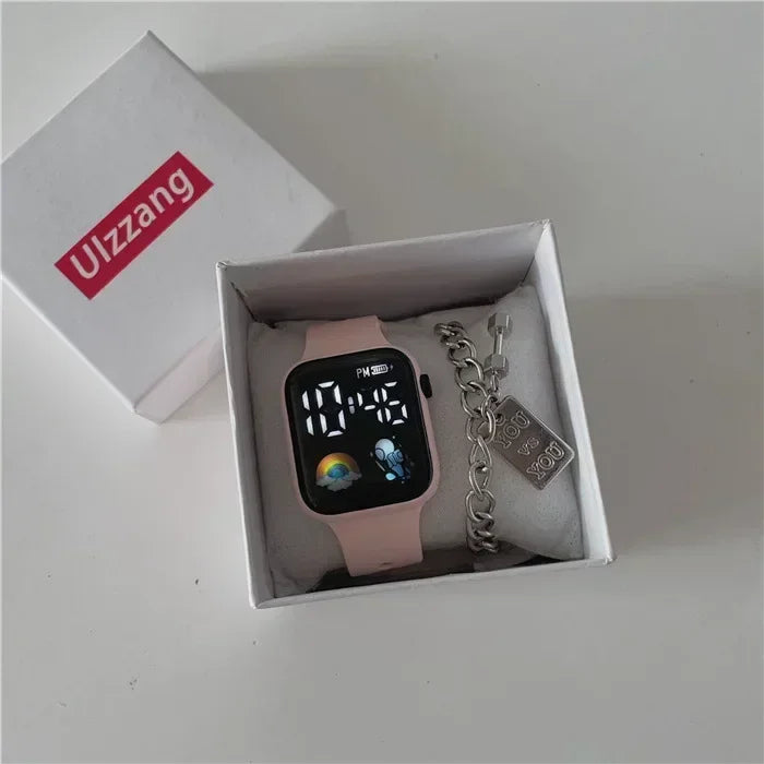 Montre Sport LED Étanche Numérique Silicone Sans Bracelet Pour Hommes Femmes